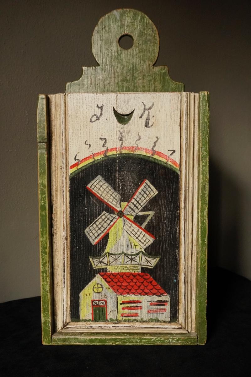 GROTE 19E EEUWSE HOUTEN SCHOOLTAS, 51X24X8CM