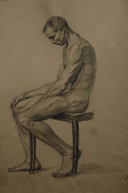 STUDIETEKENING, NAAKT, 48X36CM